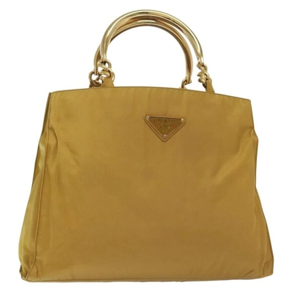 PRADA Tote Bag nylon metal Yellow Gold Auth bs28687 - Picture 1 of 15